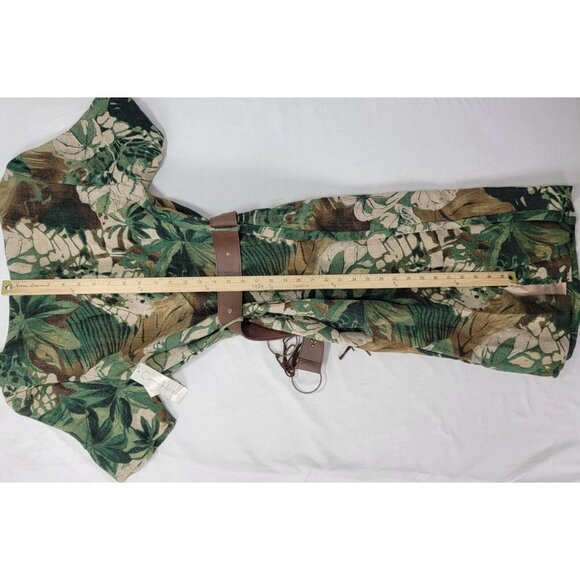 NEW Carrie Hutton Short Sleeve Linen Dress Size 8 Brown Green Tropical Floral - Picture 7 of 8